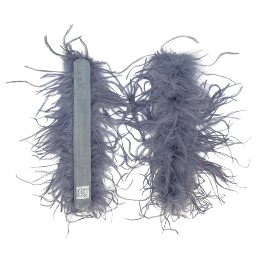 Dark Grey Ostrich Feather Cuff Bracelet Pair - JUMBO Full Volume