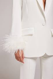 White Ostrich Feather Cuff Bracelet Pair - Full Volume