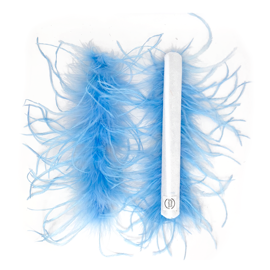 Pastel Blue Ostrich Feather Cuff Bracelet Pair - Full Volume