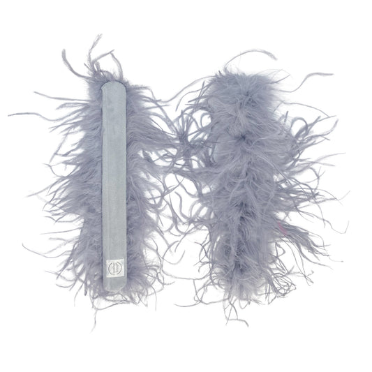 Light Grey Ostrich Feather Cuff Bracelet Pair - JUMBO Full Volume