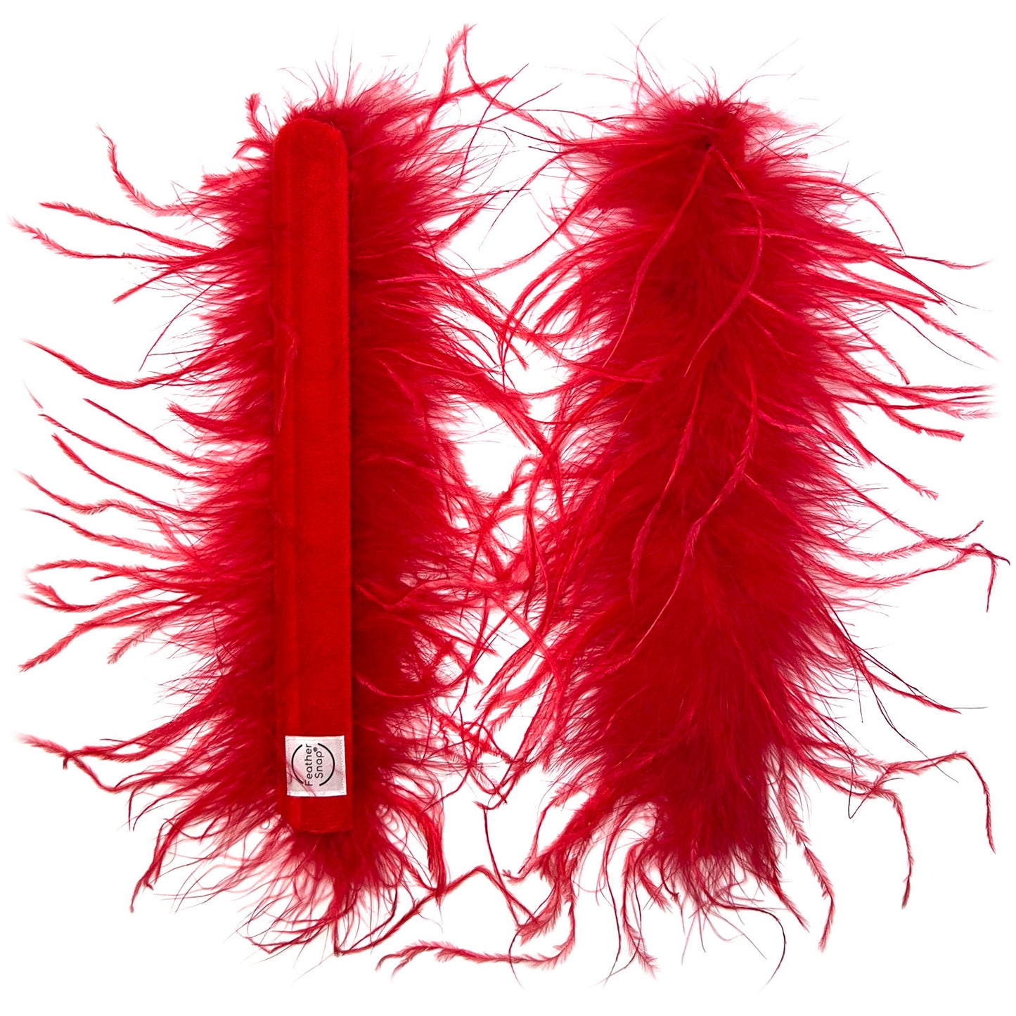 Red Ostrich Feather Cuff Bracelet Pair - Full Volume