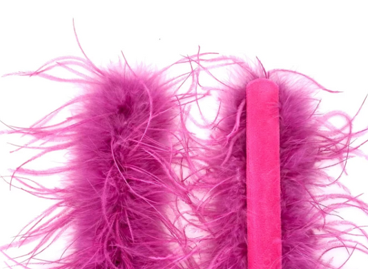 Barbie Pink Ostrich Feather Cuff Bracelet Pair - Full Volume