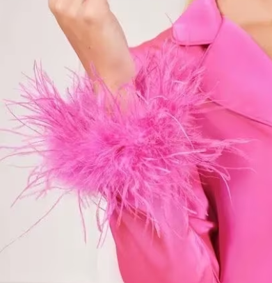 Barbie Pink Ostrich Feather Cuff Bracelet Pair - Full Volume