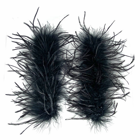 Black Ostrich Feather Cuff Bracelet Pair - JUMBO Full Volume