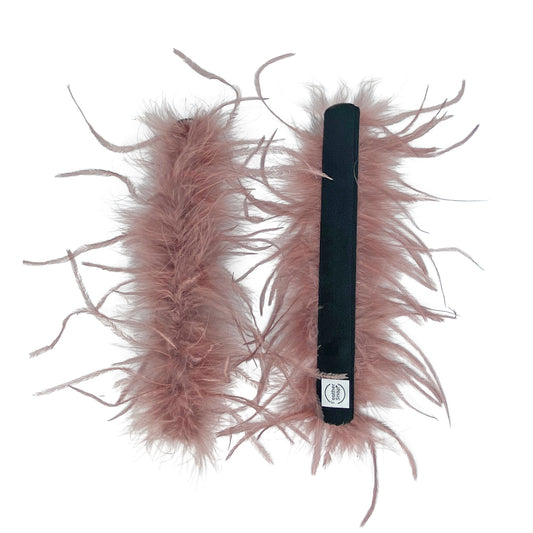 Dusty Pink Ostrich Feather Cuff Bracelet Pair - Full Volume