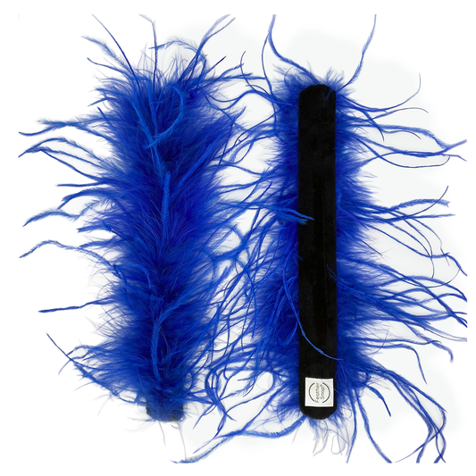 Royal Blue Ostrich Feather Cuff Bracelet Pair - Full Volume