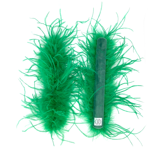 Green Ostrich Feather Cuff Bracelet Pair - JUMBO Full Volume