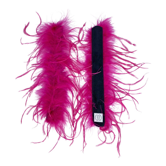 Hot Pink Ostrich Feather Cuff Bracelet Pair - Full Volume