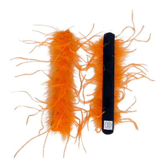 Orange Ostrich Feather Cuff Bracelet Pair - Full Volume CLEARANCE