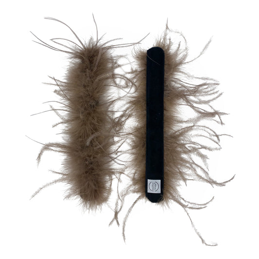Brown Ostrich Feather Cuff Bracelet Pair - Full Volume