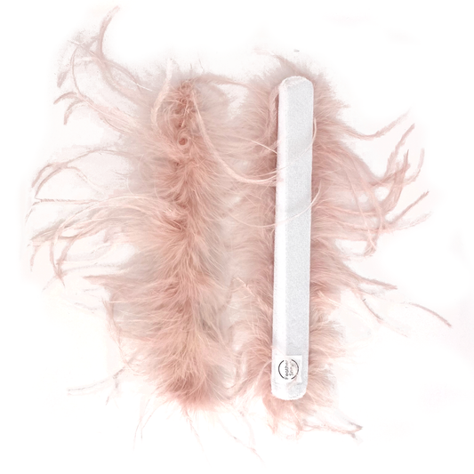 Baby Pink Ostrich Feather Cuff Bracelet Pair - Full Volume