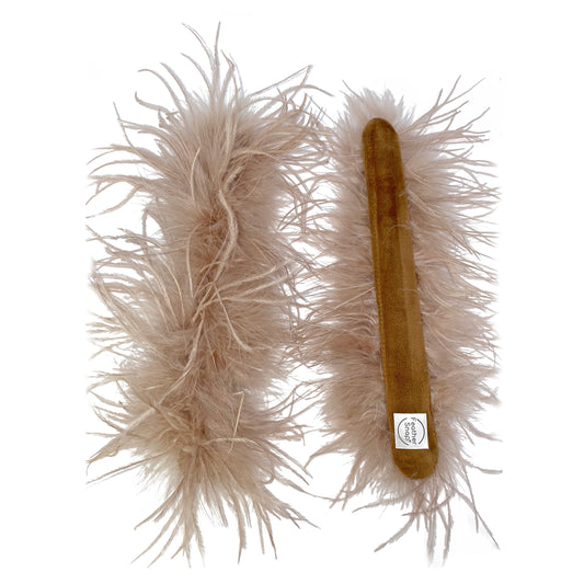 Nude Ostrich Feather Cuff Bracelet Pair - Full Volume